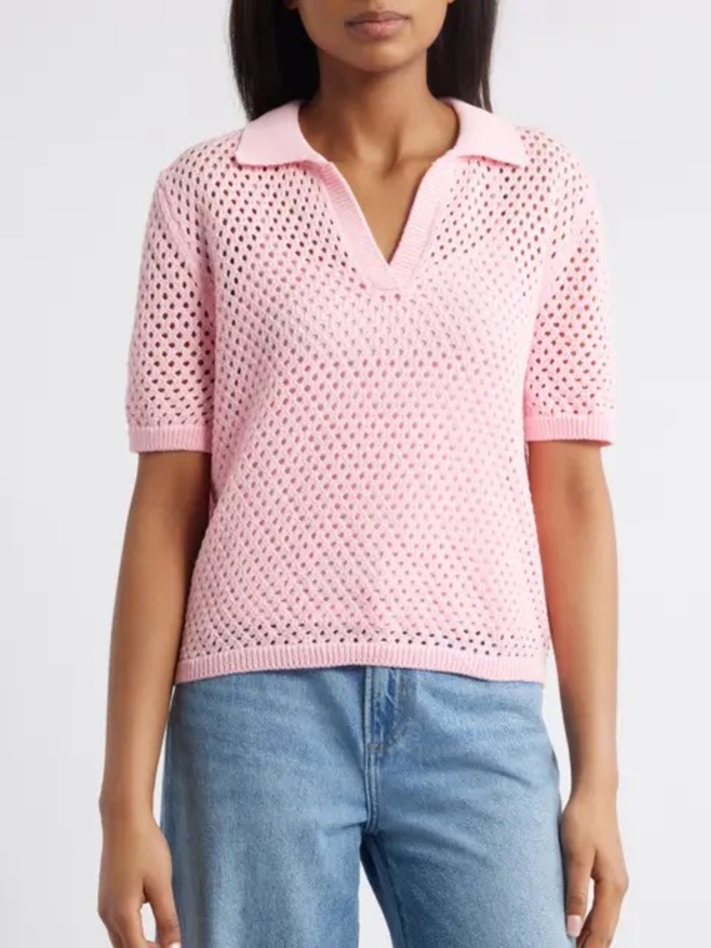 Nwt Minnie Rose Open Stitch Polo Sweater